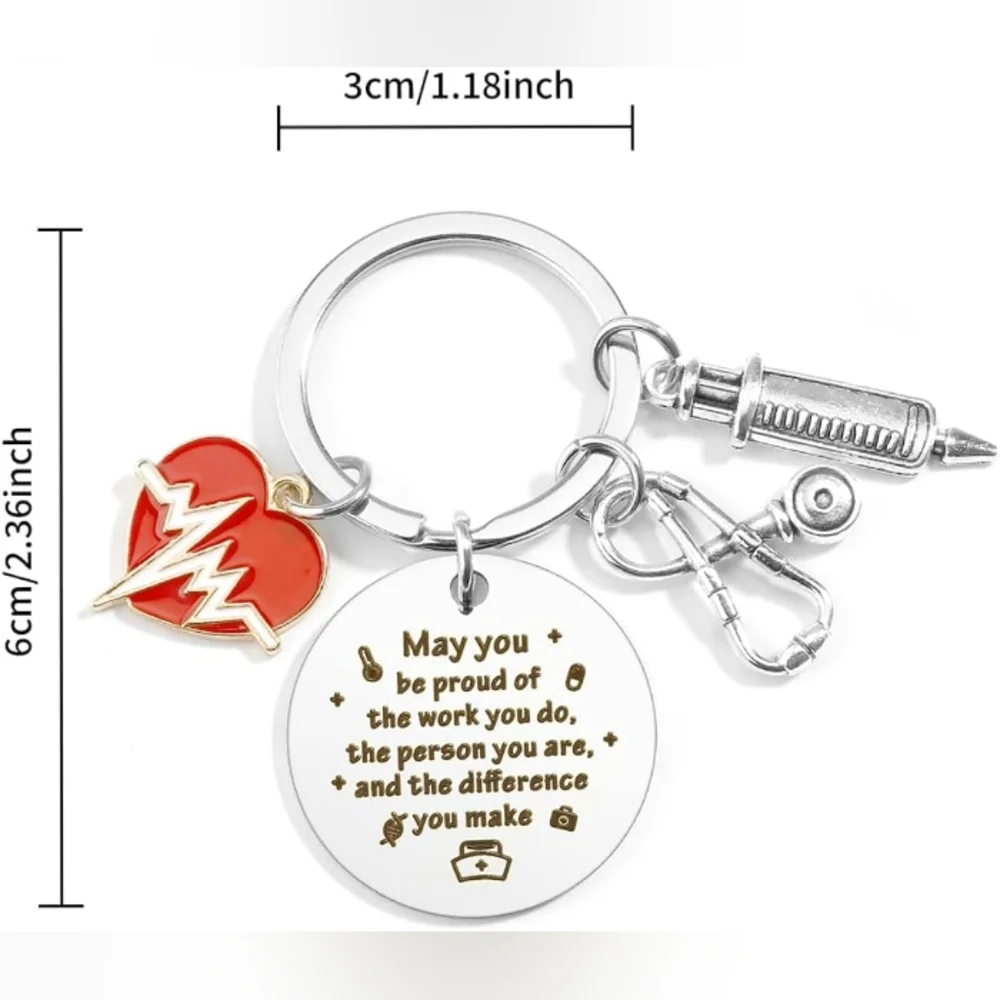 Medical Charm Keychain Nurse / Doctor Inspirational Gift Heart Beat Charm - Picture 6 of 6